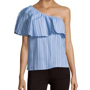State of Being Striped One Shoulder Ruffle Top - S